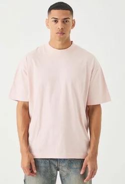 Pink Oversized Heavy Extended Jaqaurd Neck T-shirt