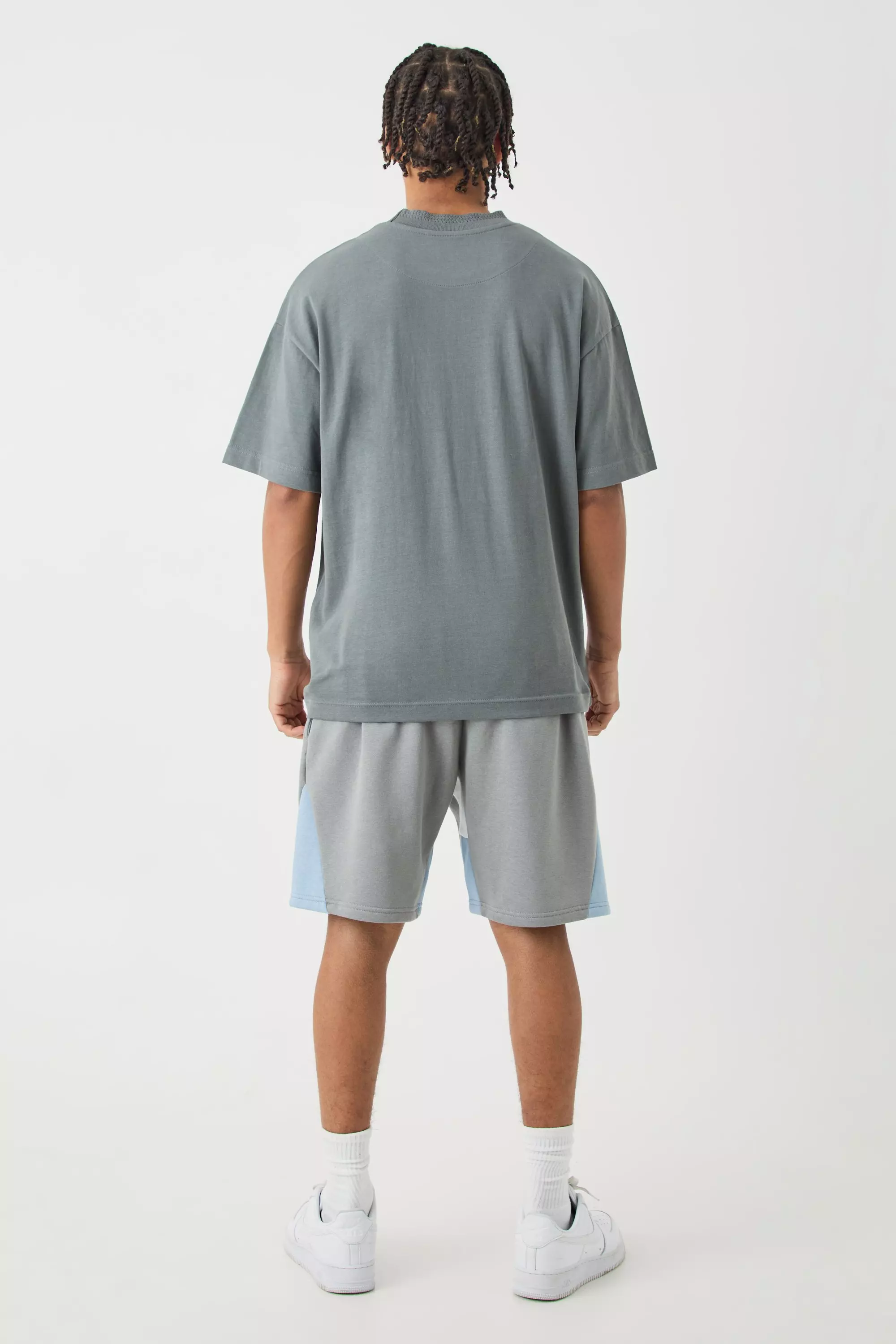 Slate Oversized Heavy Extended Jacquard Neck T-shirt alternative image