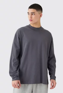 Charcoal Grey Oversized Layed On Neck T-shirt