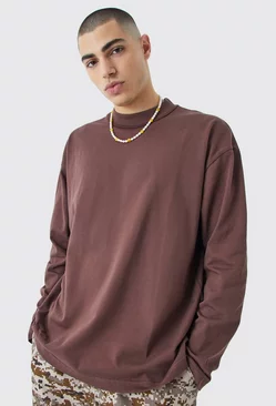 Chocolate Brown Oversized Layed On Neck T-shirt