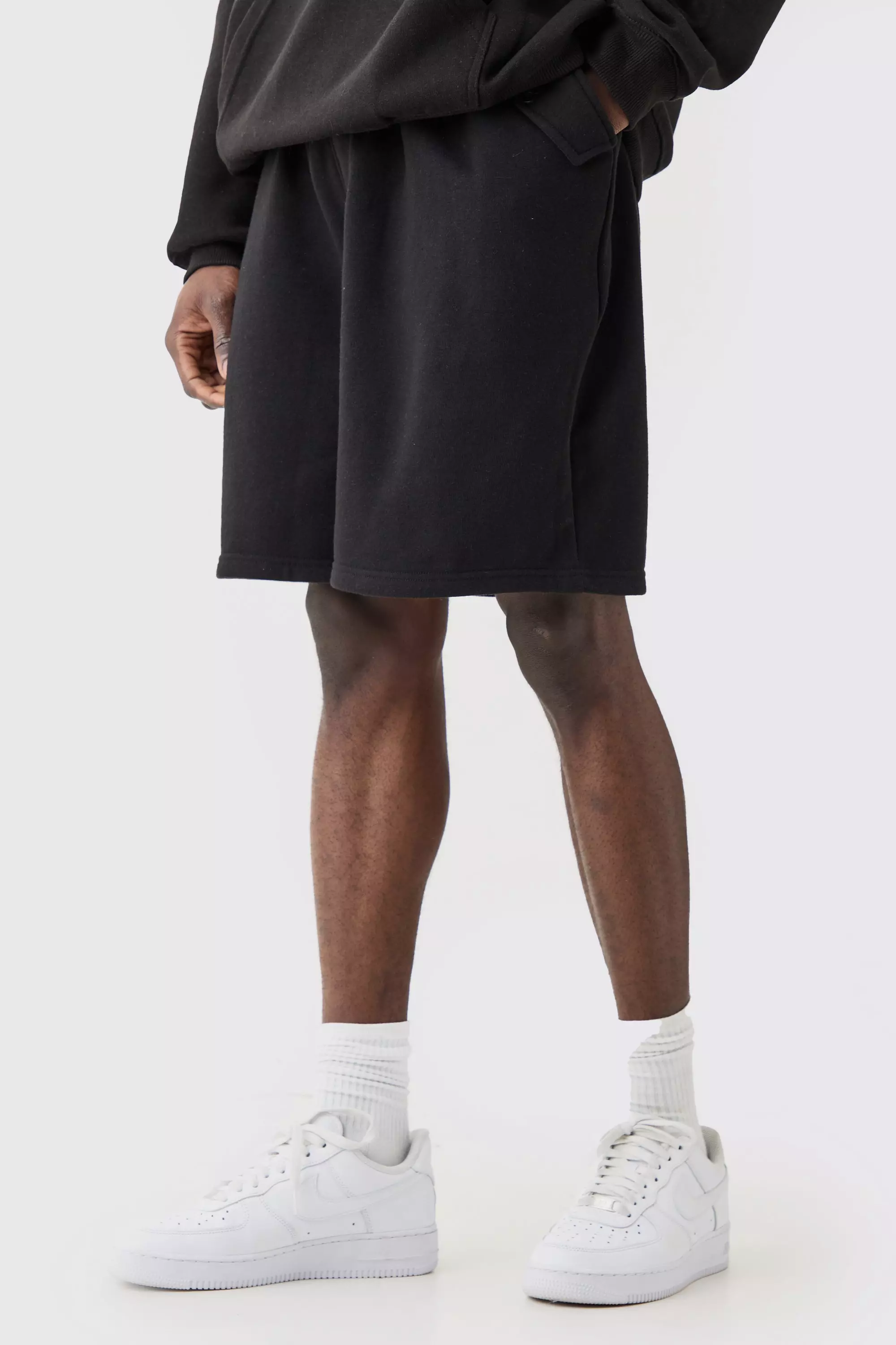 Oversized Drop Crotch Jersey Shorts Black