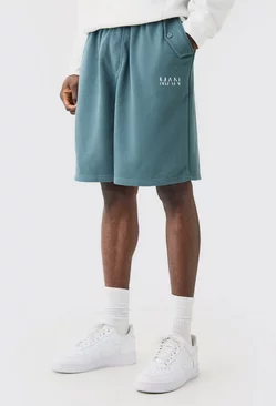 Oversized Drop Crotch Man Jersey Shorts slate blue