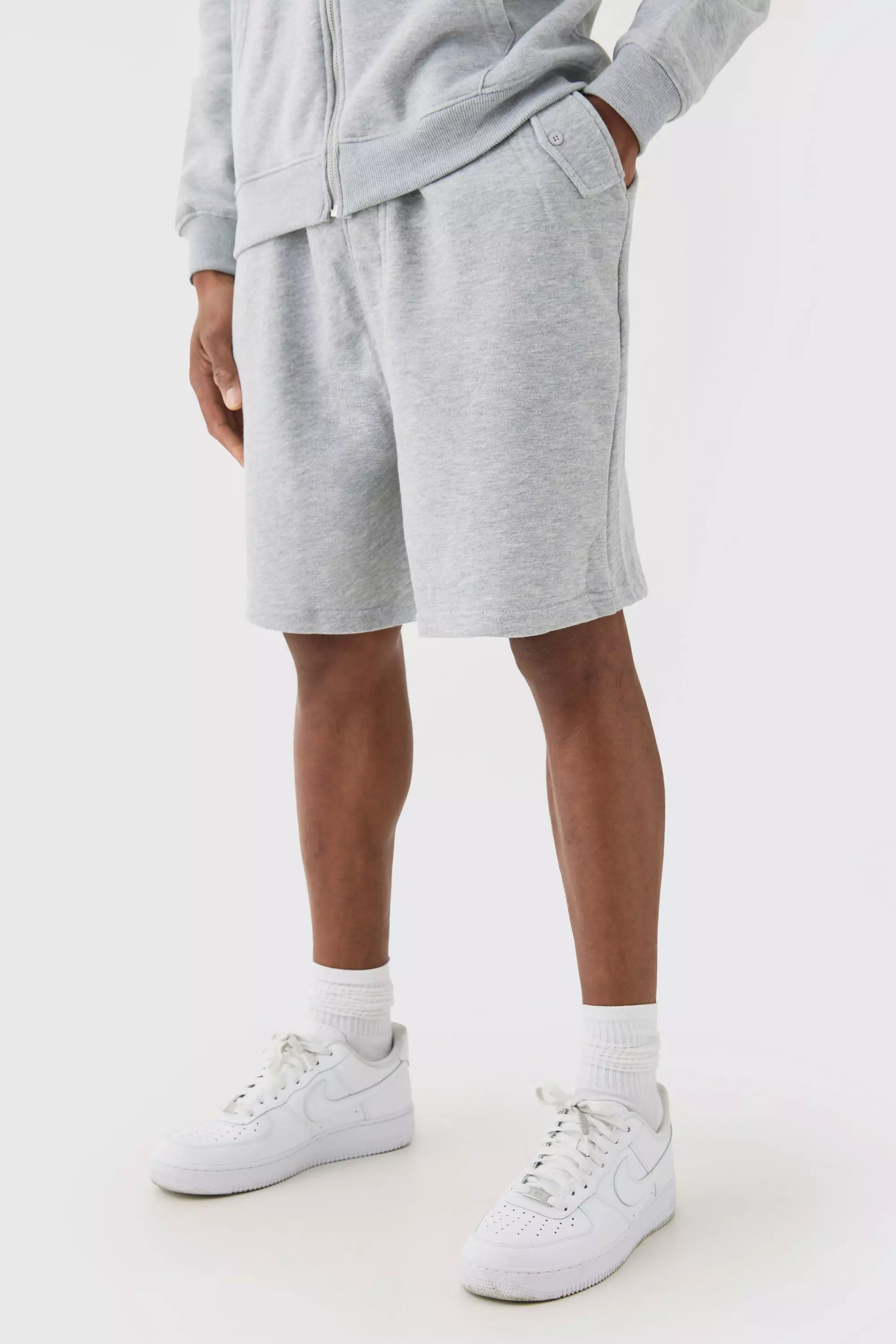 Grey Oversized Drop Crotch Sweat Shorts