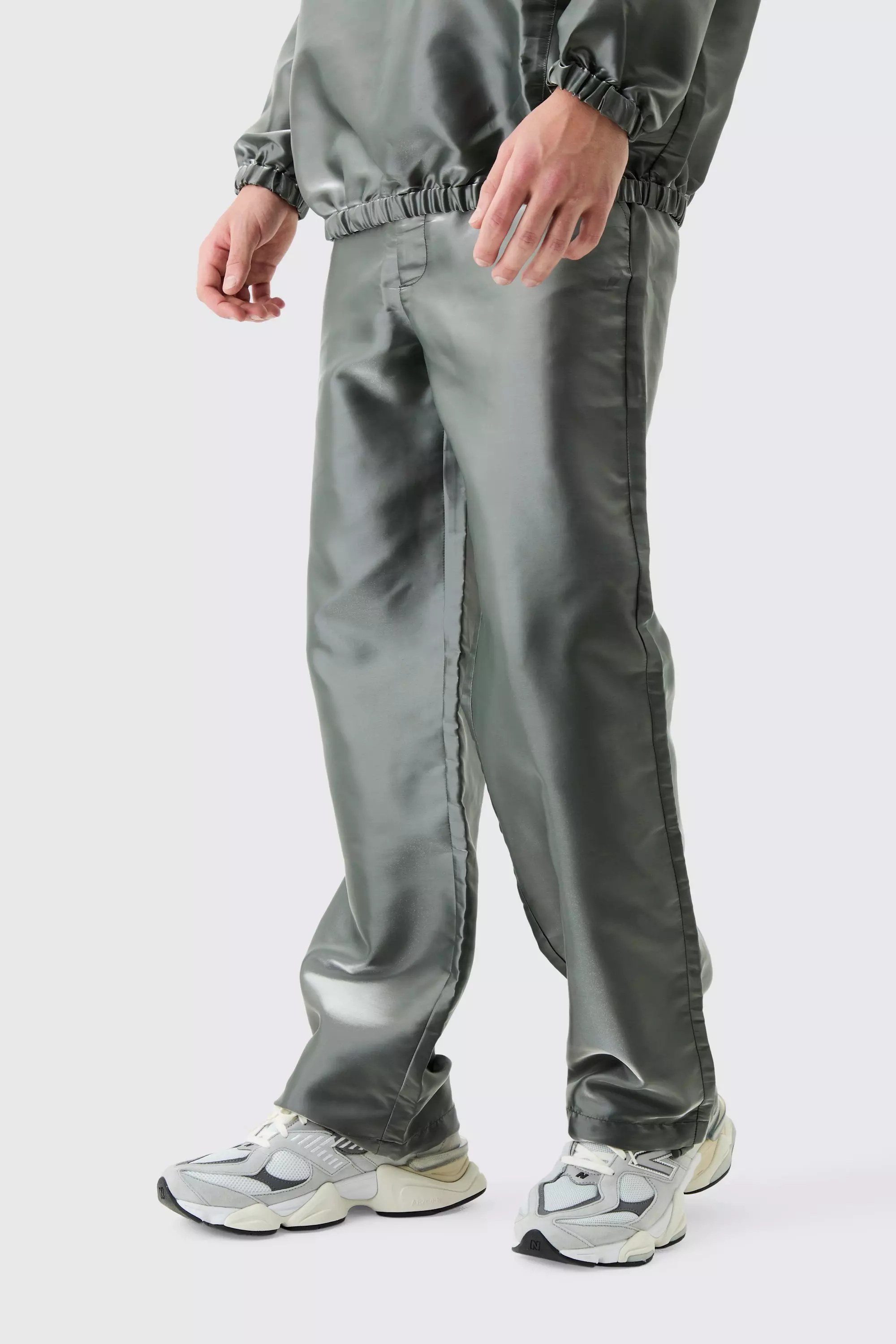 Liquid Metallic Nylon Cargos Silver