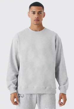 Grey Basic Oversized Crew Neck Sweatshirt