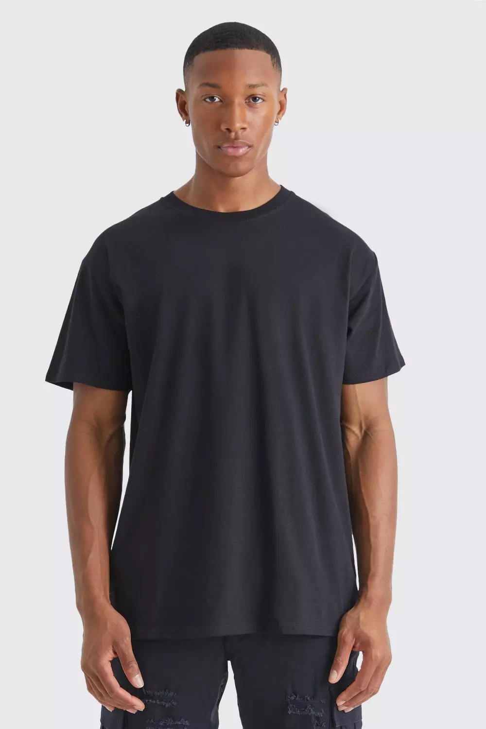 Black Regular Fit Basic Crew Neck T Shirt