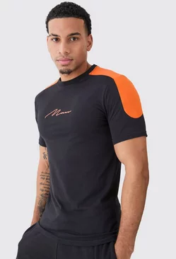 Black Muscle Fit Man Colour Block T-shirt