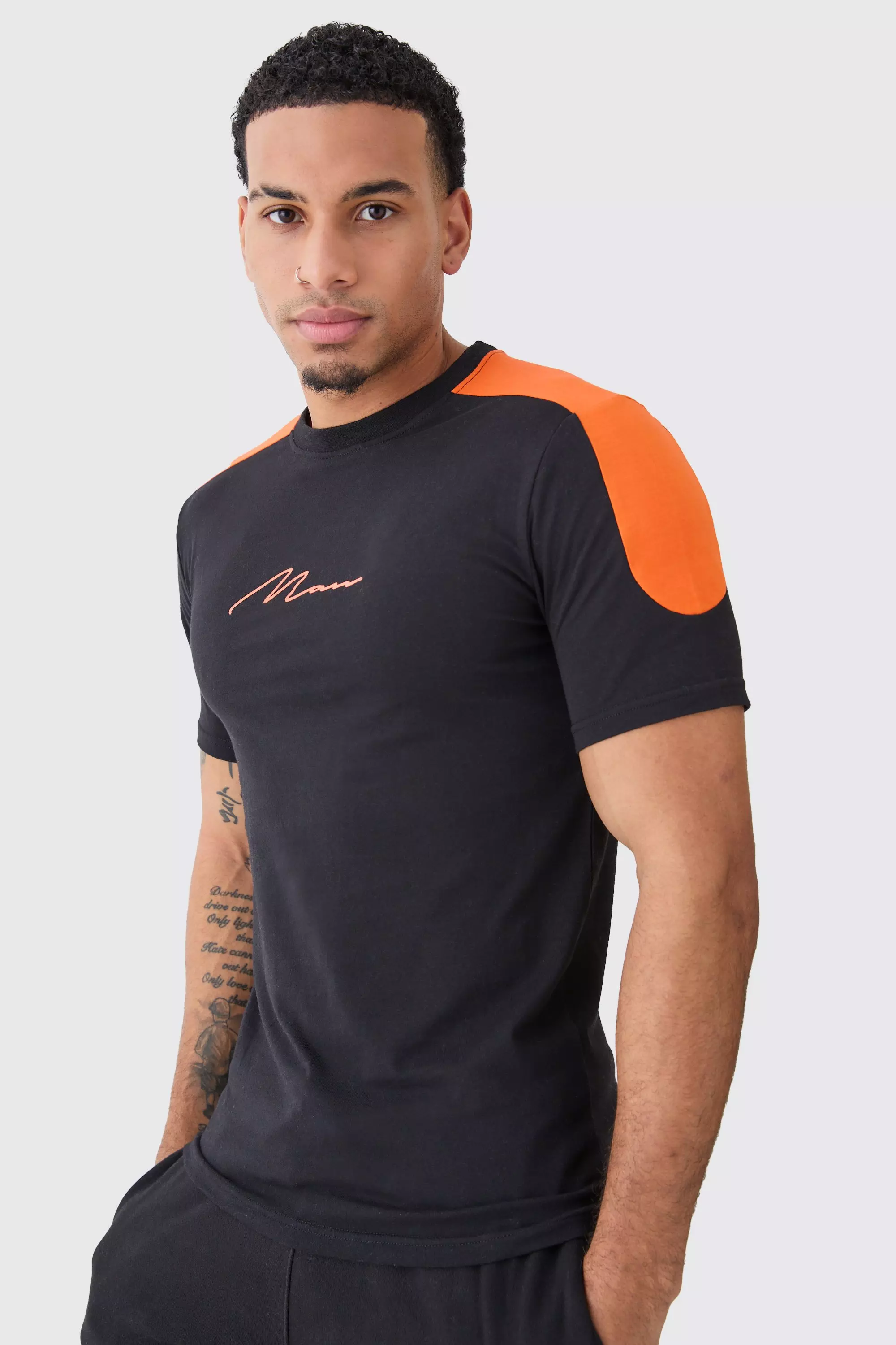 Muscle Fit Man Colour Block T-shirt Black