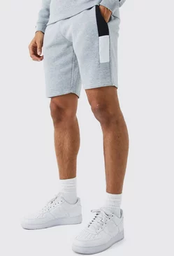 Man Signature Slim Fit Colour Block Shorts Grey marl