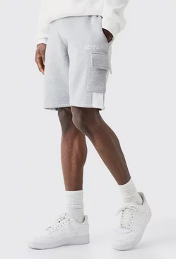 Man Gusset Colour Block Slim Mid Length Shorts Grey
