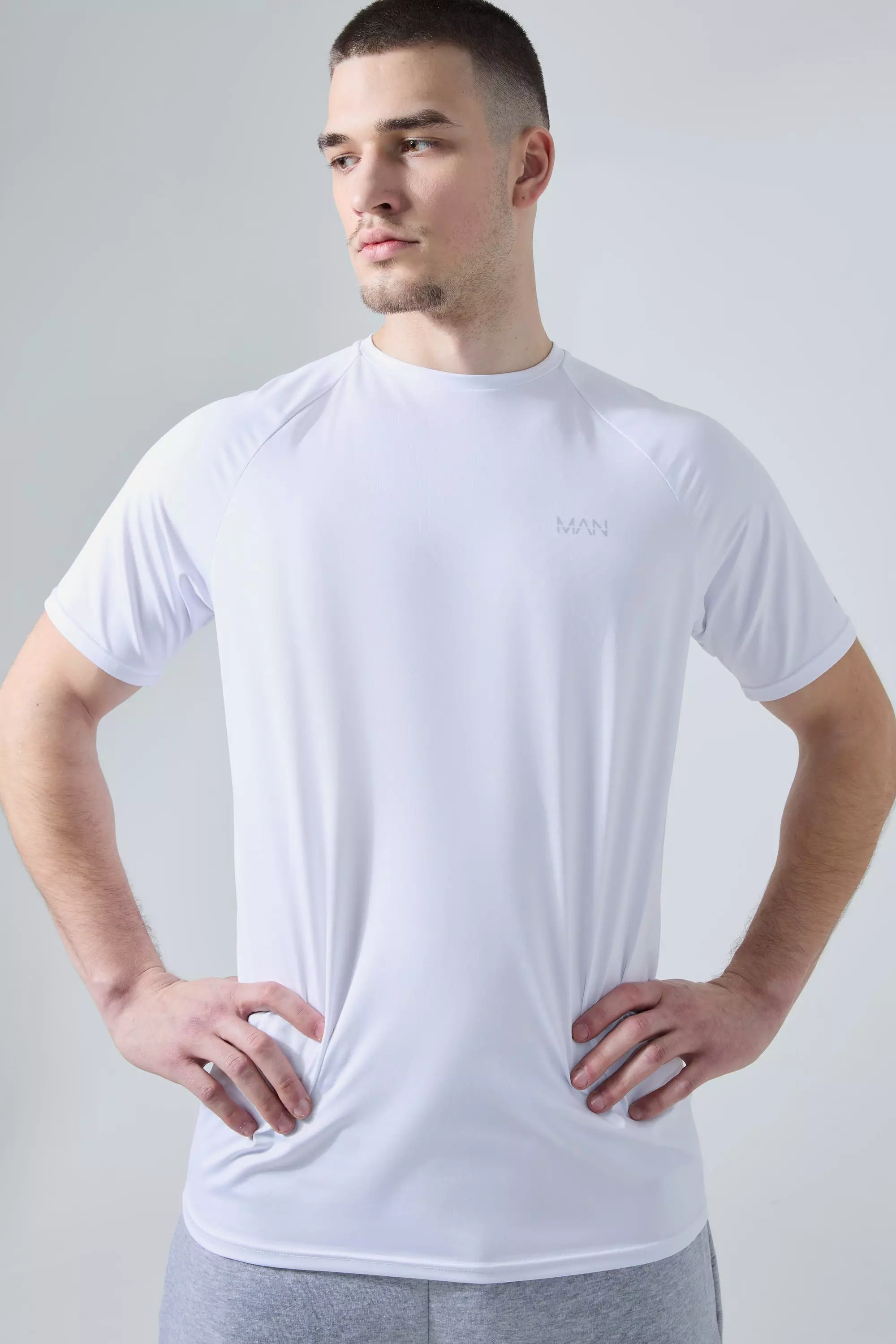 Tall Man Active Gym Raglan Regular Fit T-shirt White