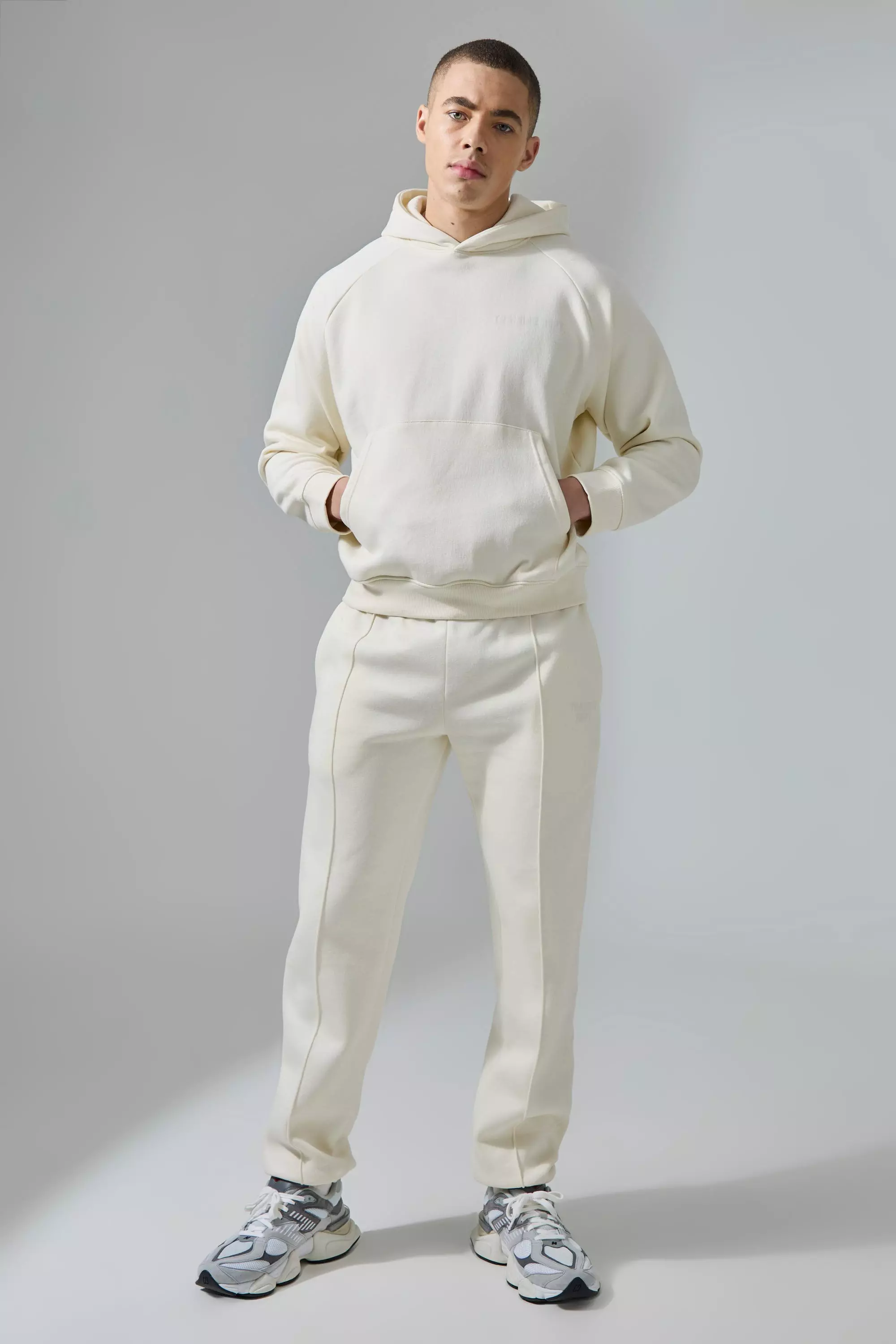 Ecru White Active Training Dept Hoodie Tracksuit