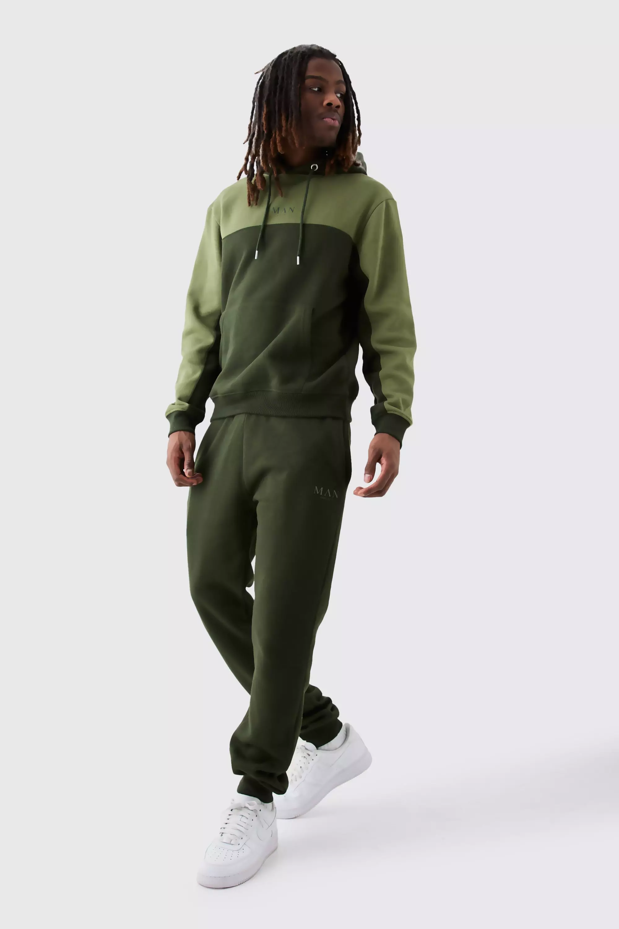 Green Man Roman Tape Colour Block Hooded Tracksuit