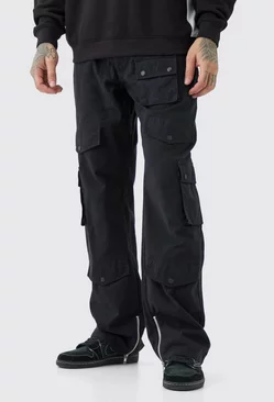 Tall Fixed Waist Relaxed Fit Cargo Trouser Black