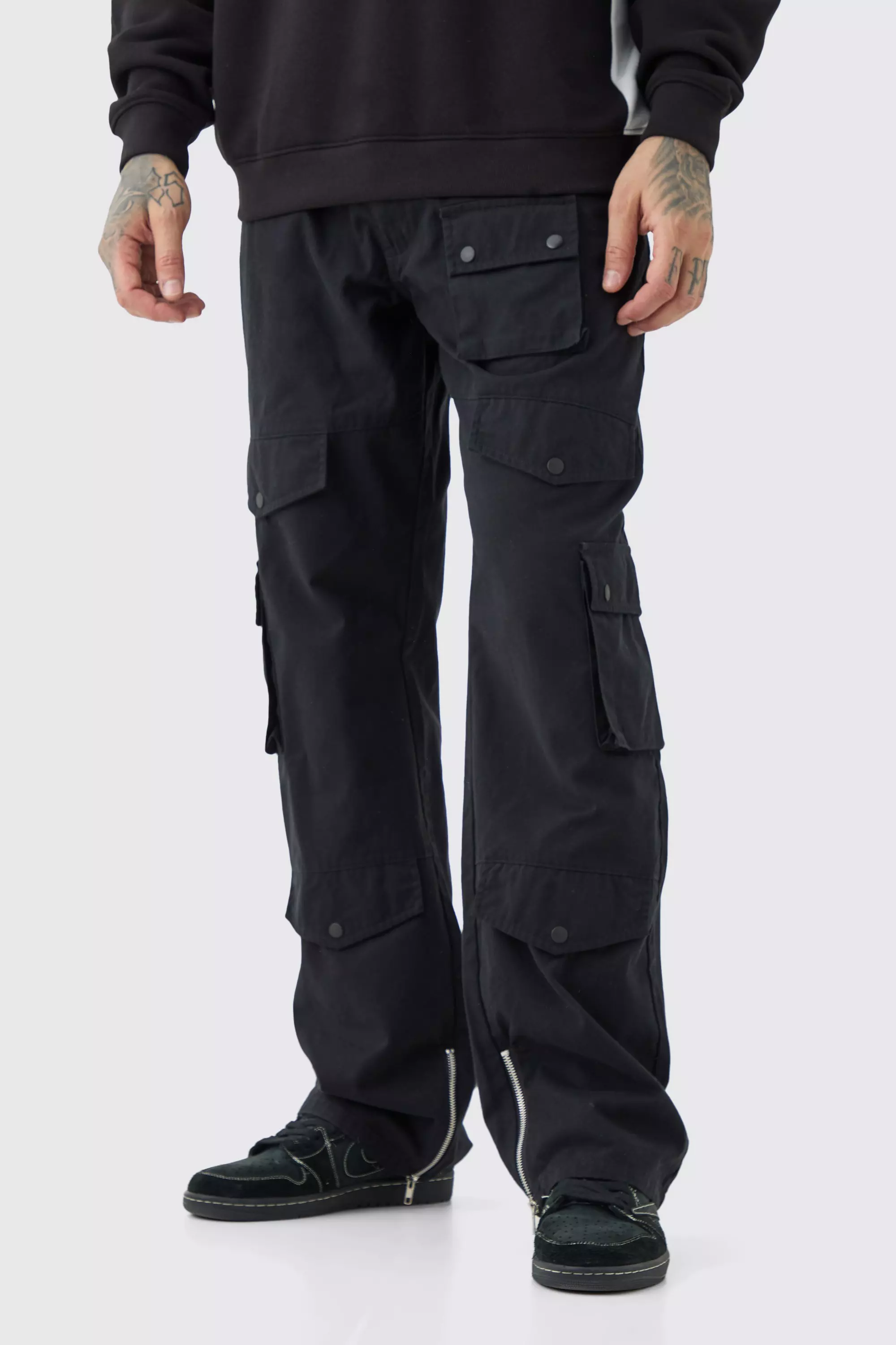 Tall Baggy Fit Crinkle Nylon Cargo Pants