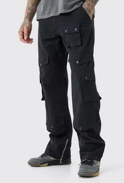 Black Tall Relaxed Fit Twill Cargo Trousers