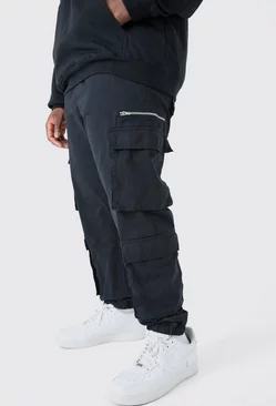 Plus Slim Fit Extended Drawcord Cargo Trouser Black