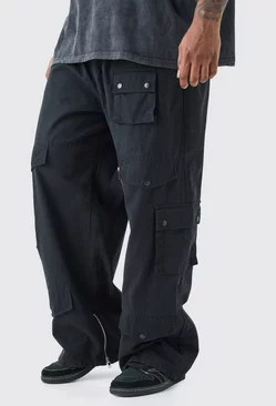 Black Plus Relaxed Fit Elastic Waist Cargo Trouser