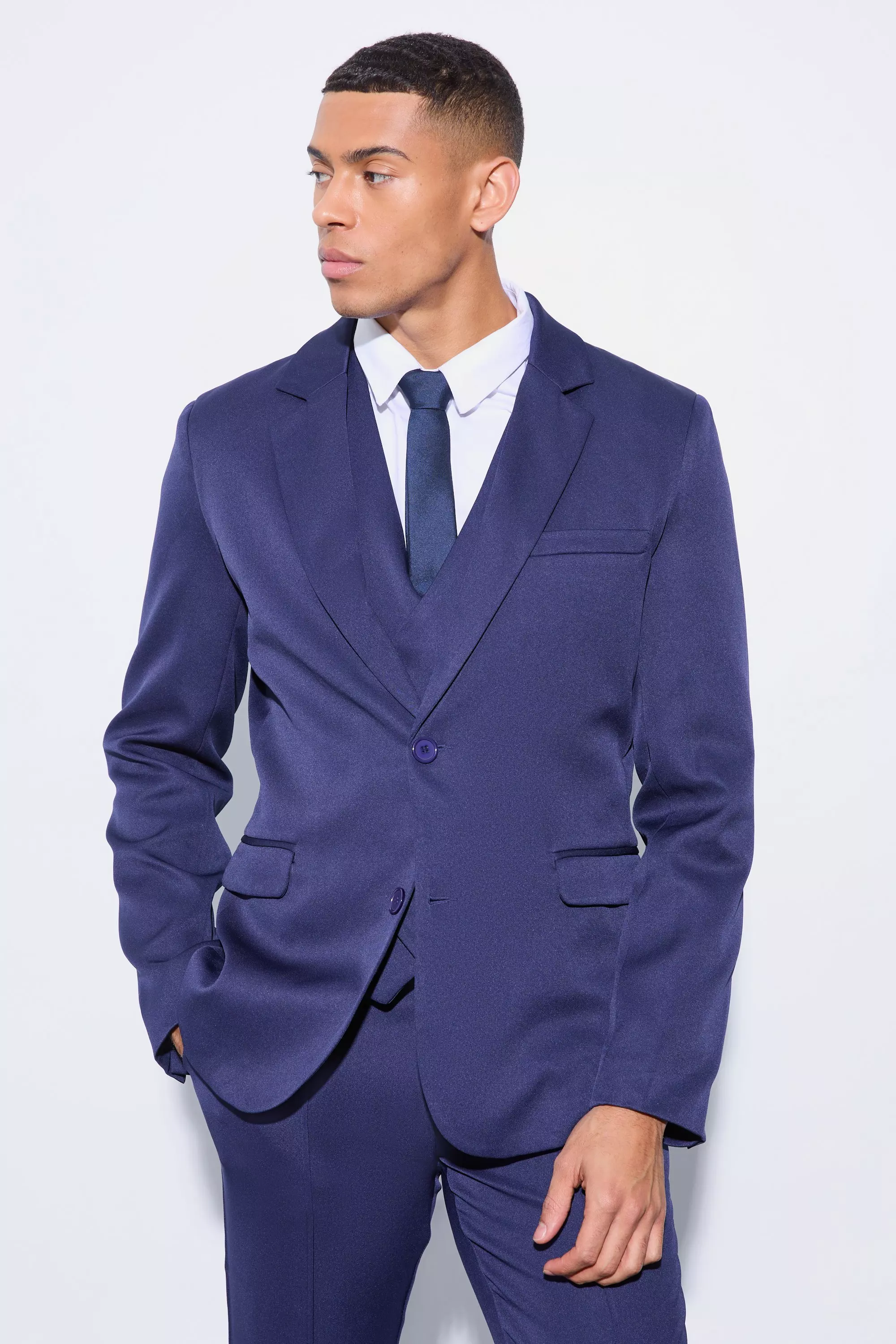 Navy Slim Single Breasted Blazer