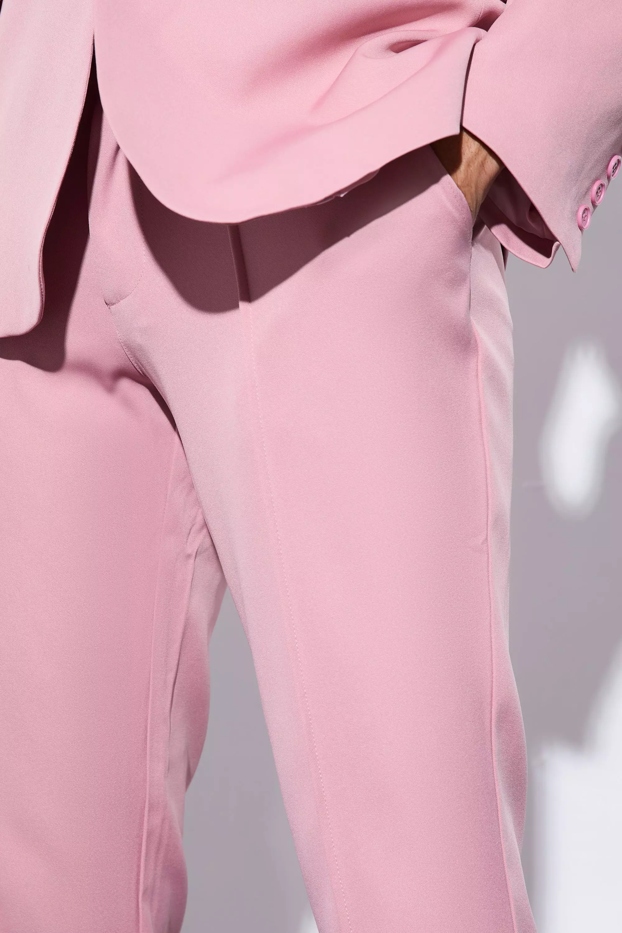Pantaloni Sartoriali Slim Fit Con Vita Fissa, Dusty pink immagine alternativa