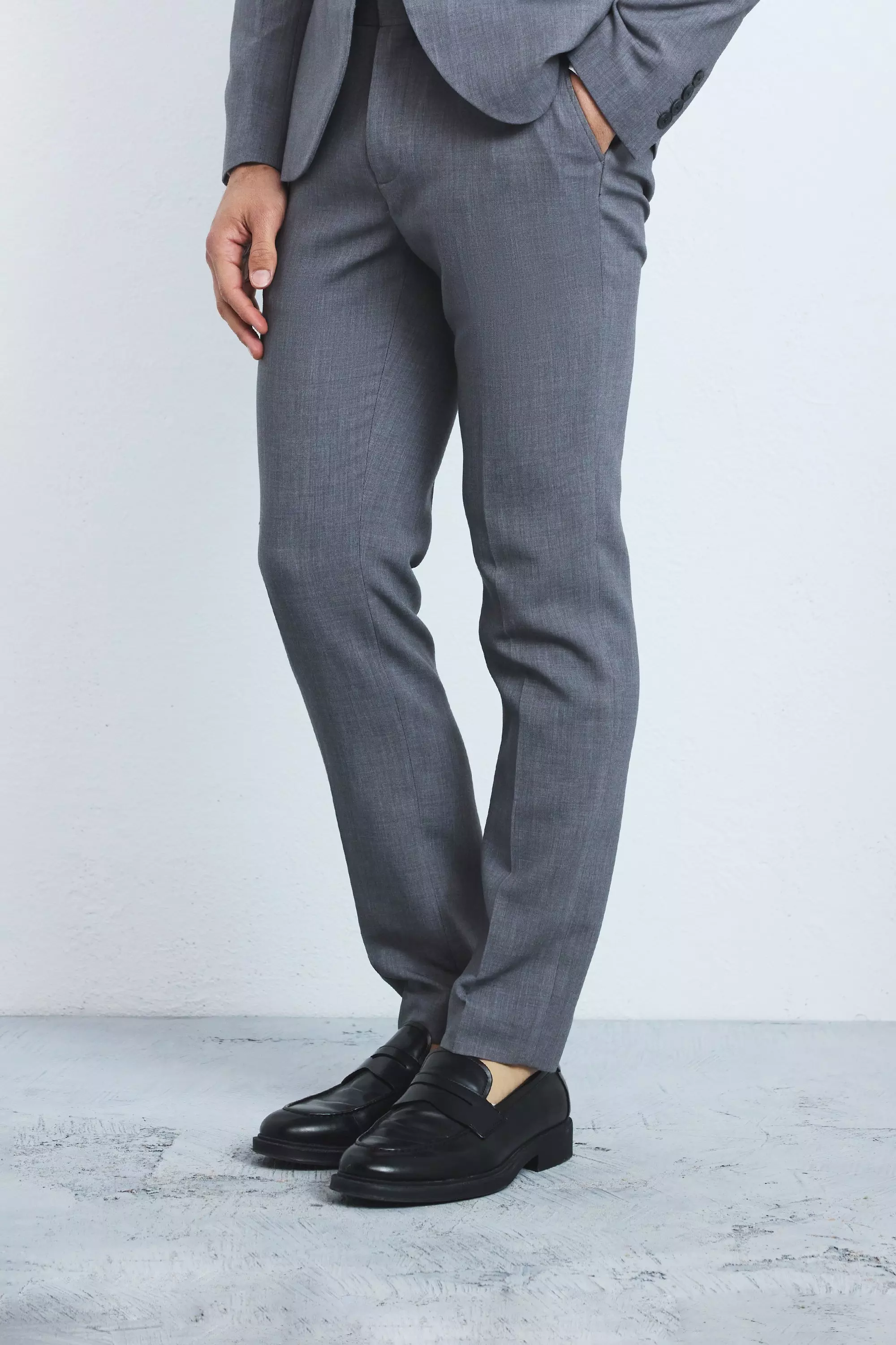 Charcoal Slim Fixed Waist Tailored Trouser alternative image