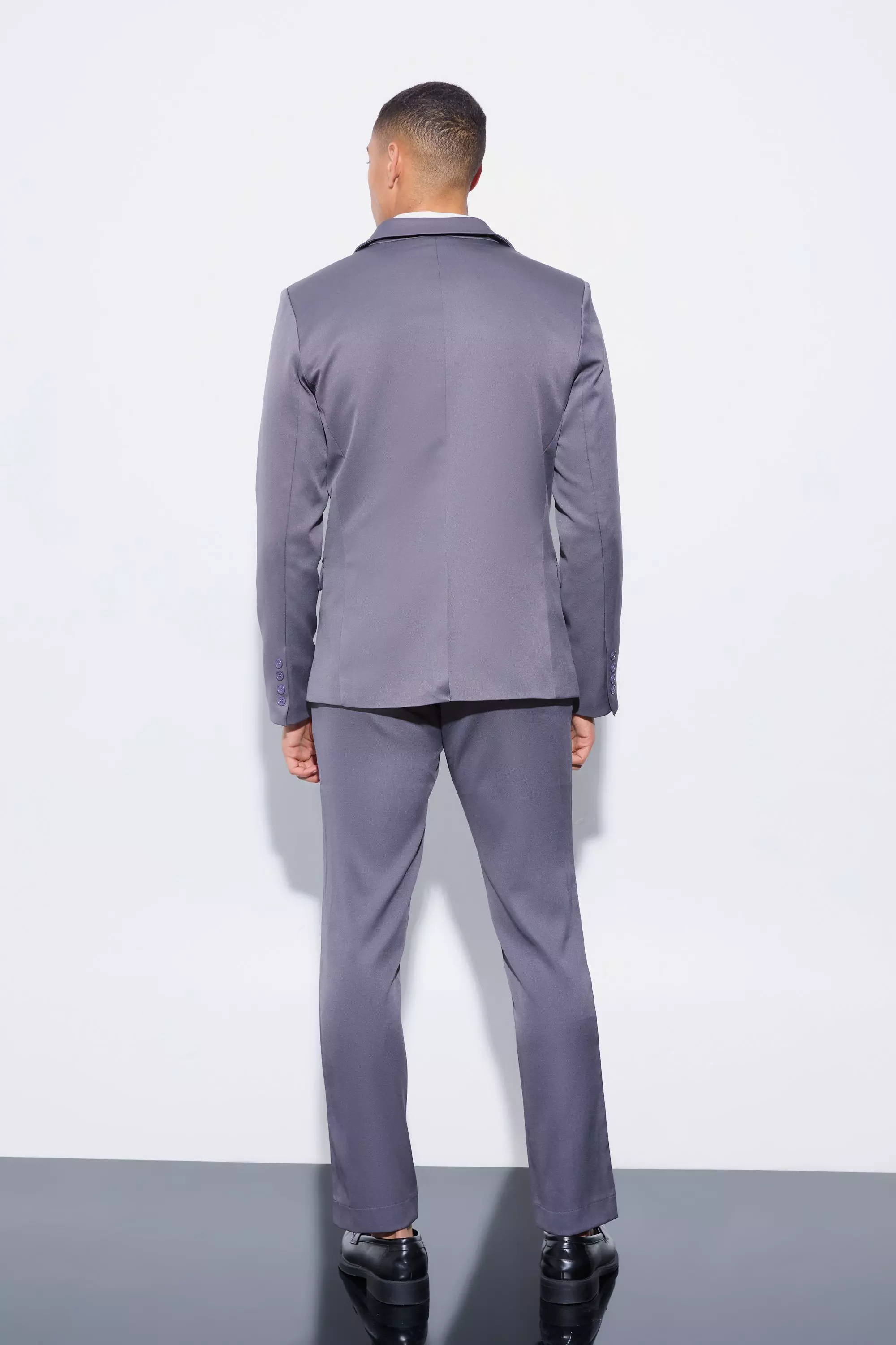 Charcoal Slim Fixed Waist Tailored Trouser alternative image