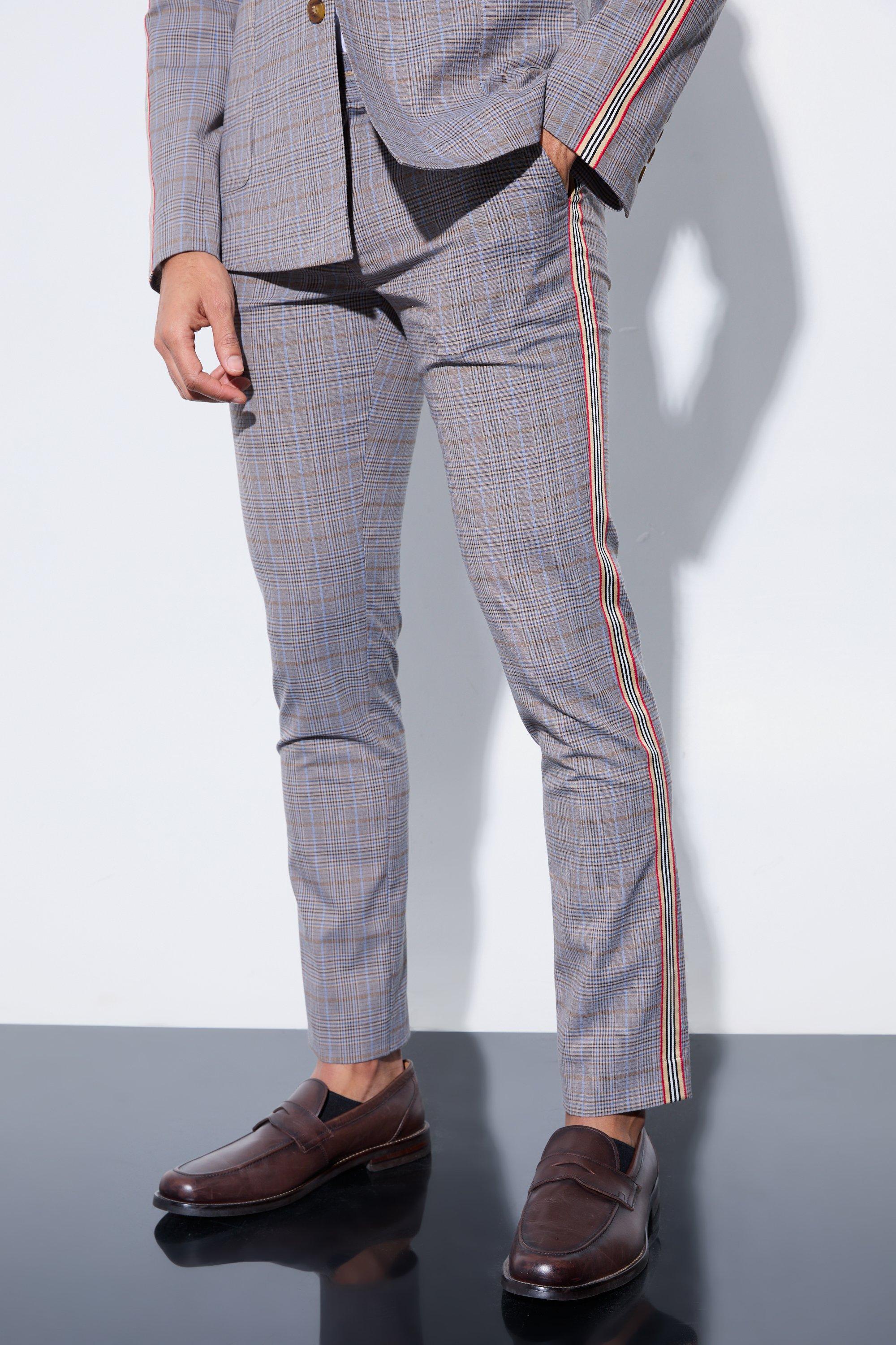 Gray men's checkered pants DJP13