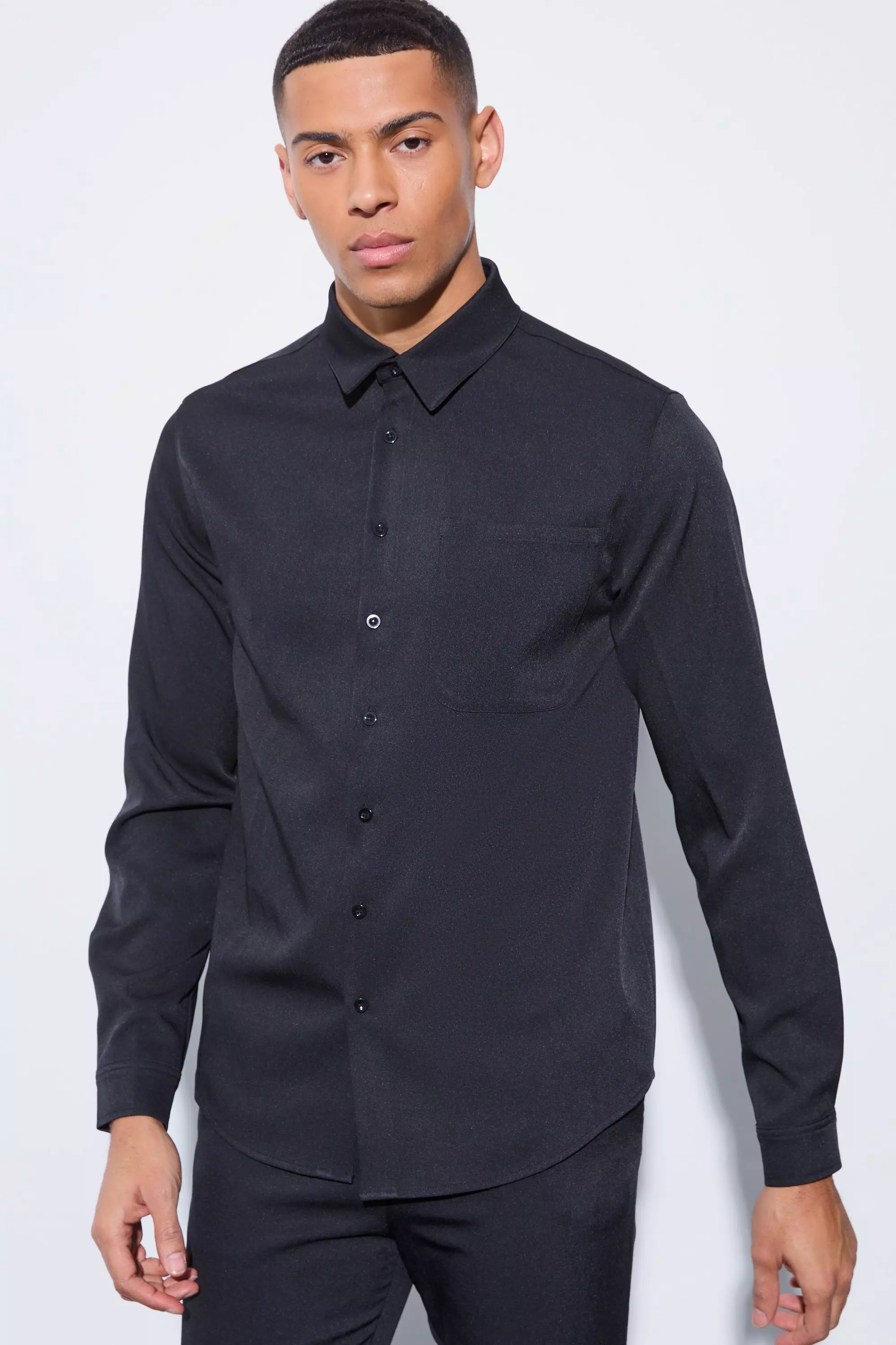 Long Sleeve Slim Fit Shirt Black