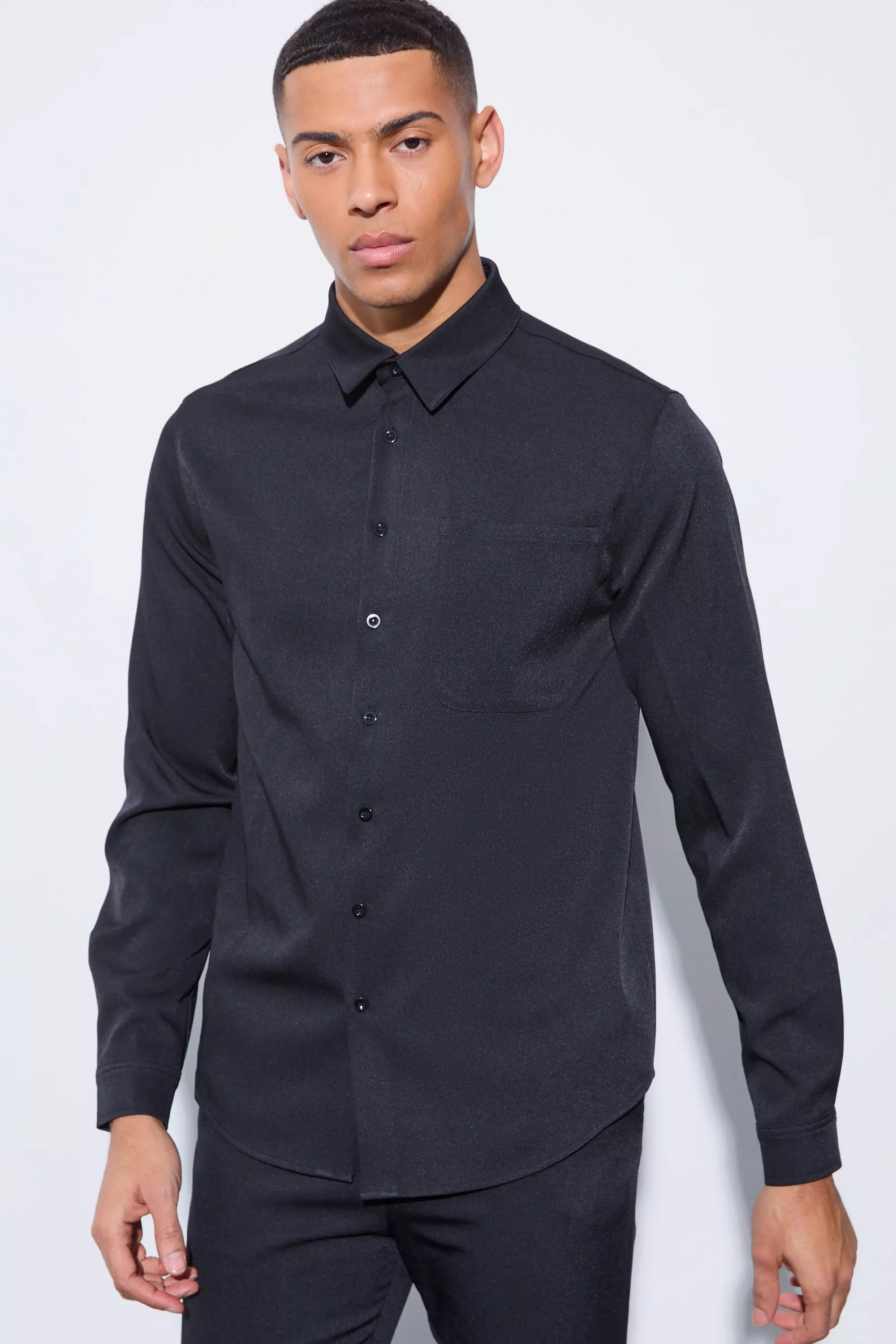 Black Regular Check Shirt With Branding