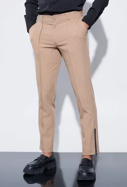 Slim Fixed Waist Tailored Trouser Taupe