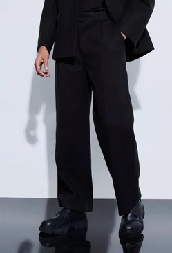 Melton Wool Wide Fit Tailored Trousers Black