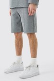 Grey Getailleerde Wollen Melton Shorts