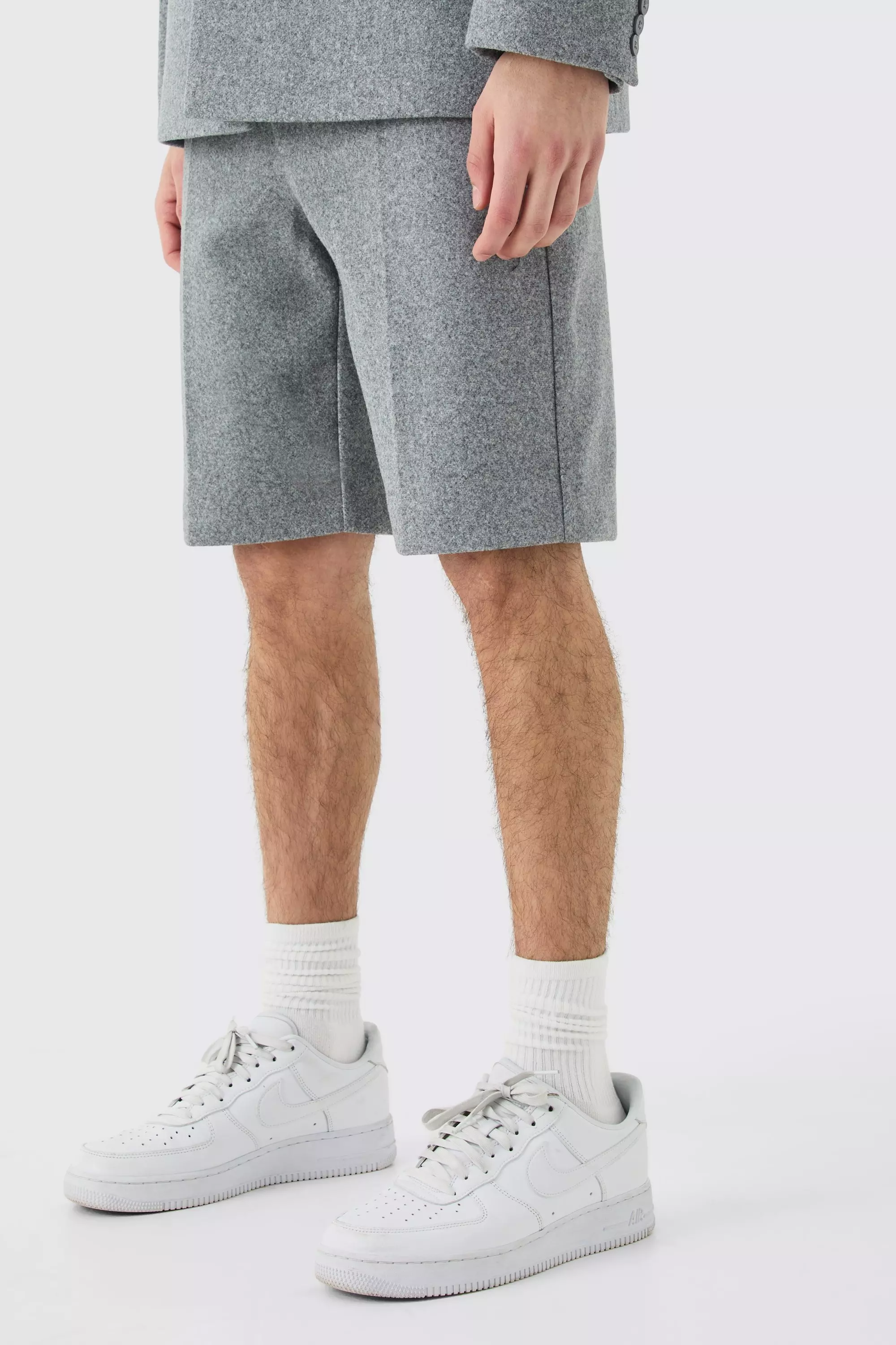 Melton Wool Tailored Shorts Grey