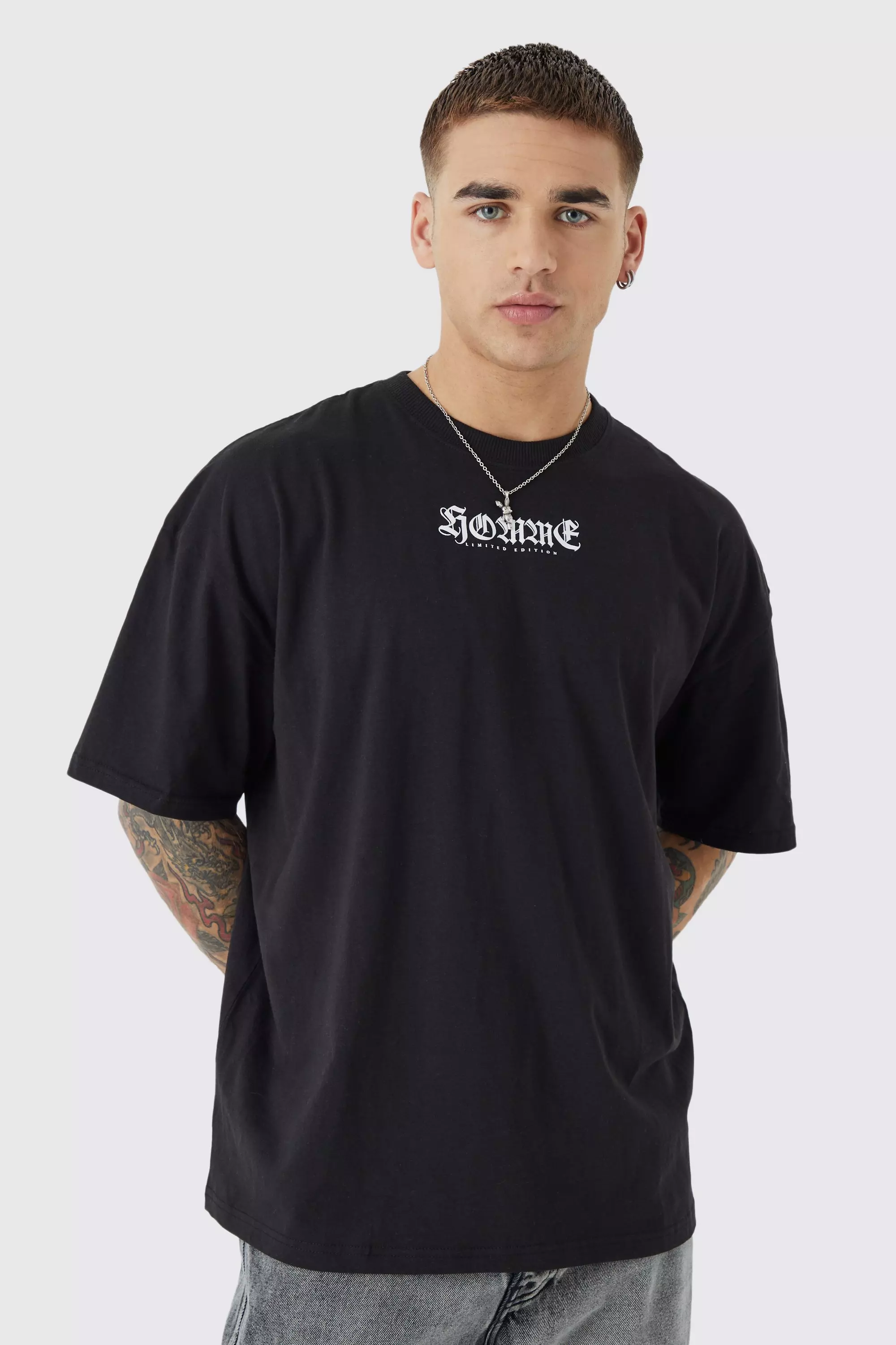 Oversized Homme Graphic T-shirt Black