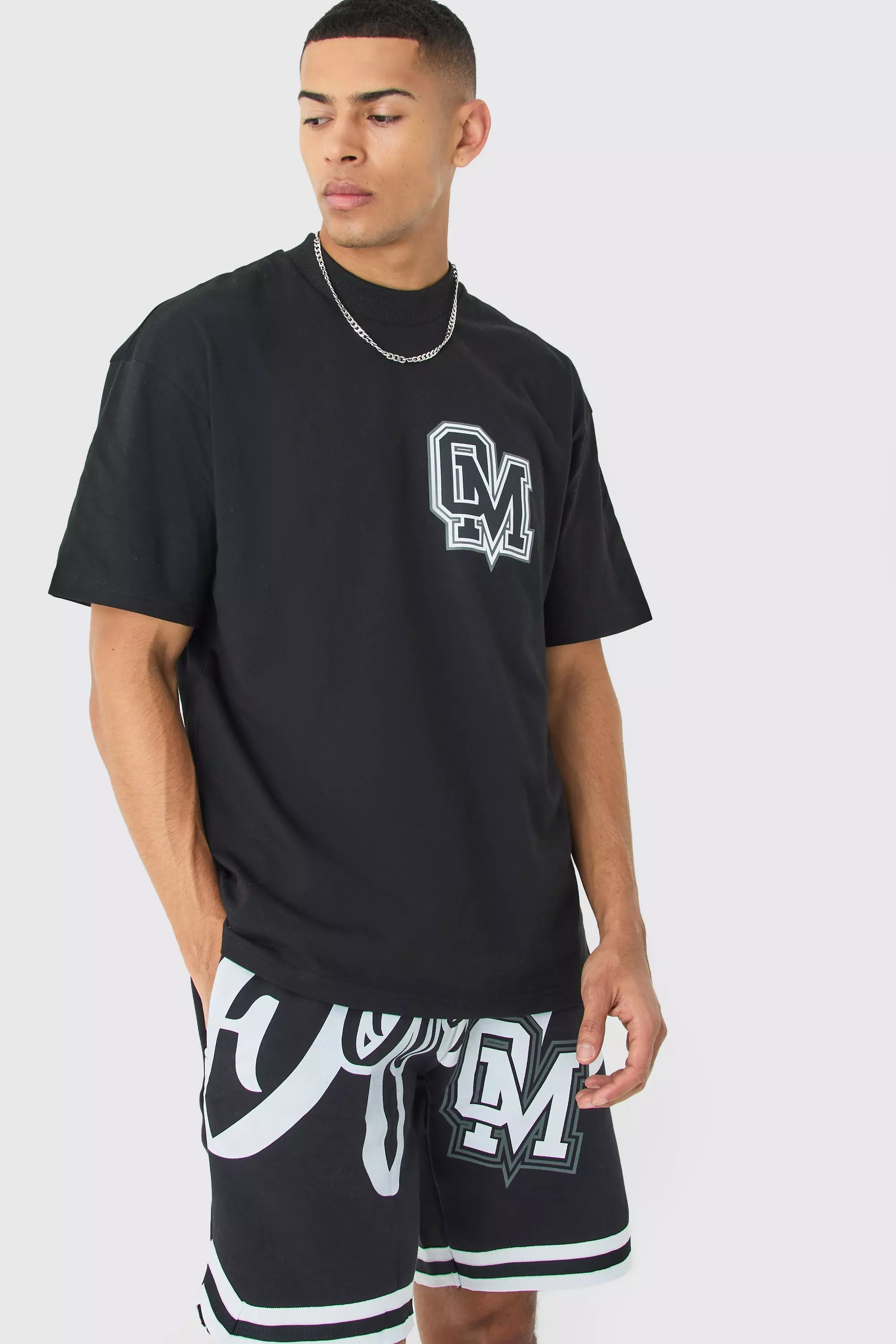 Oversized Ofcl Basketball T-shirt And Short Set Black