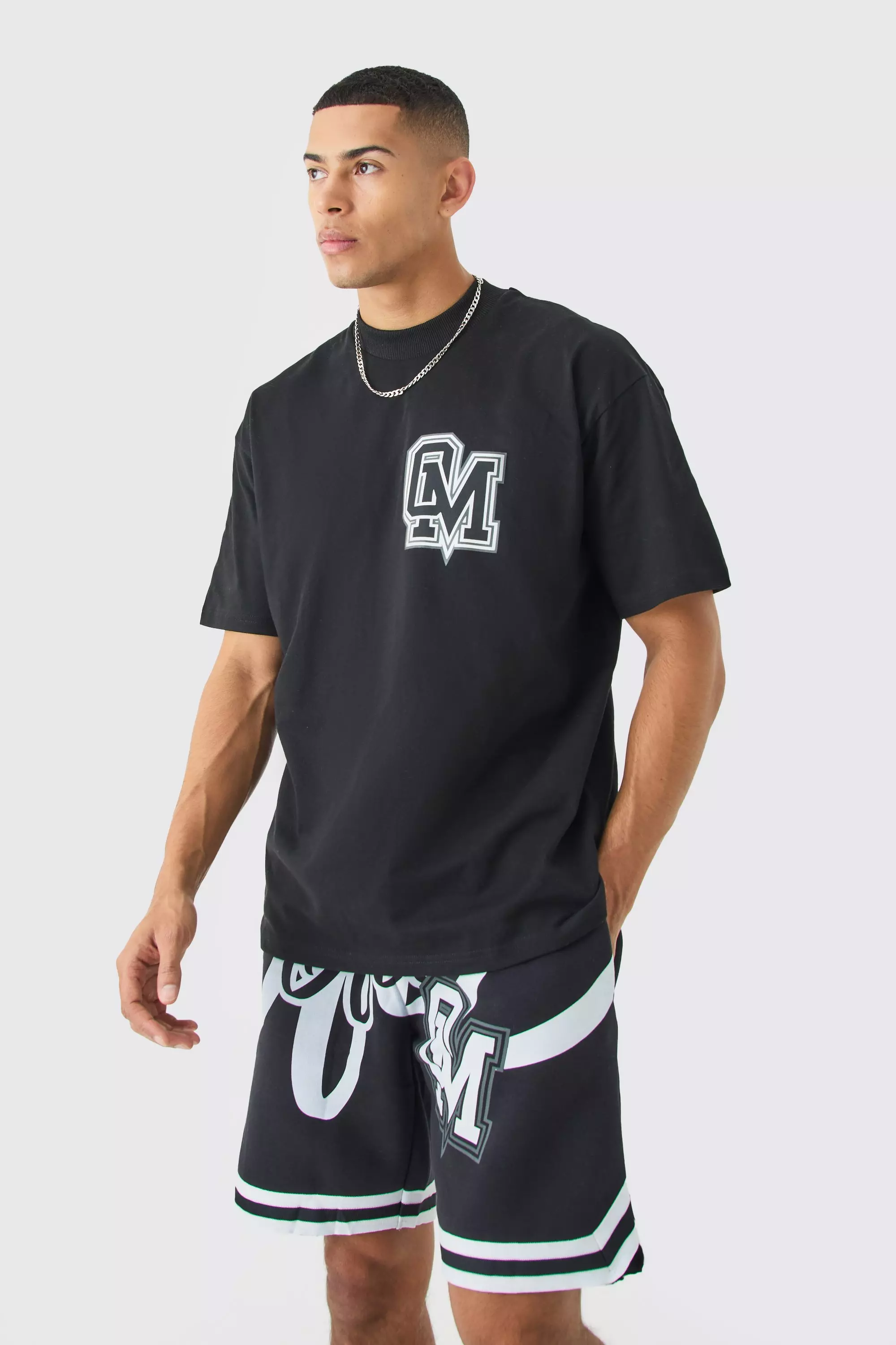 Oversized Ofcl Basketball T-shirt And Short Set | boohooMAN USA