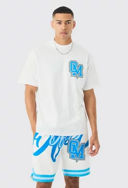 White Oversized Ofcl Basketball T-shirt And Short Set