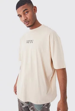 Sand Beige Tall Man Dash Oversized Fit Extended Neck T-shirt