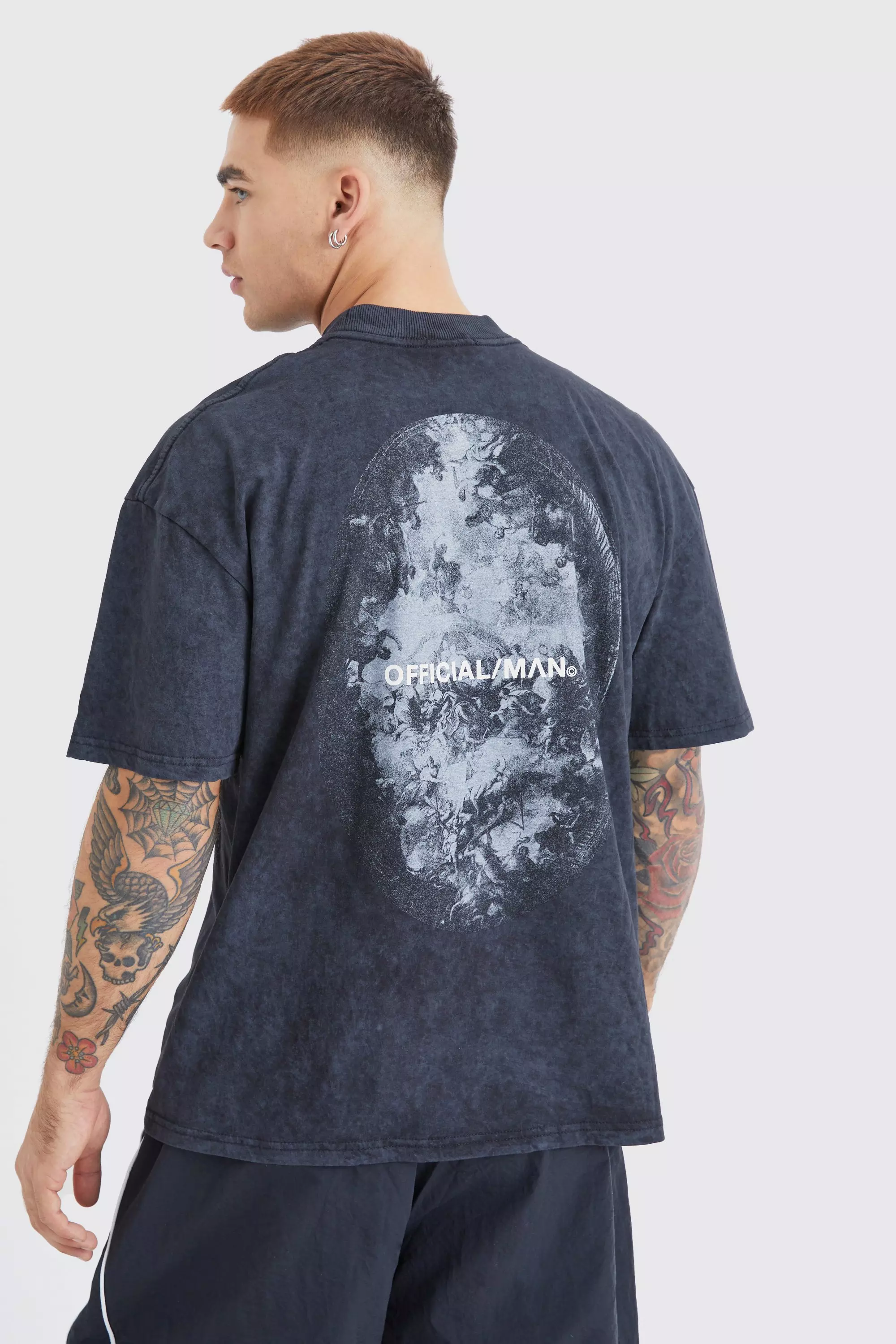 Oversized Acid Wash Graphic T-shirt Black