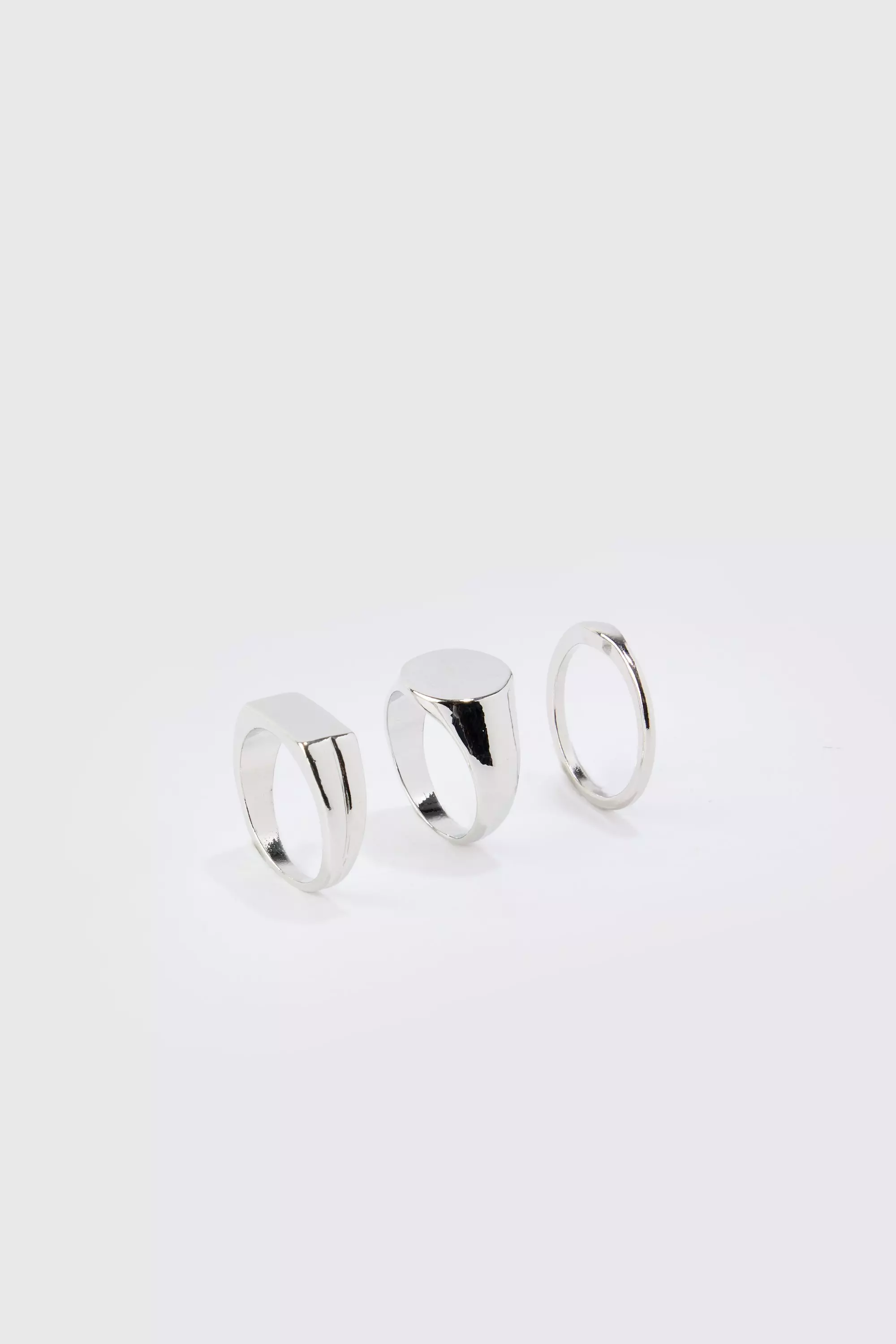 3 Pack Signet Rings Silver