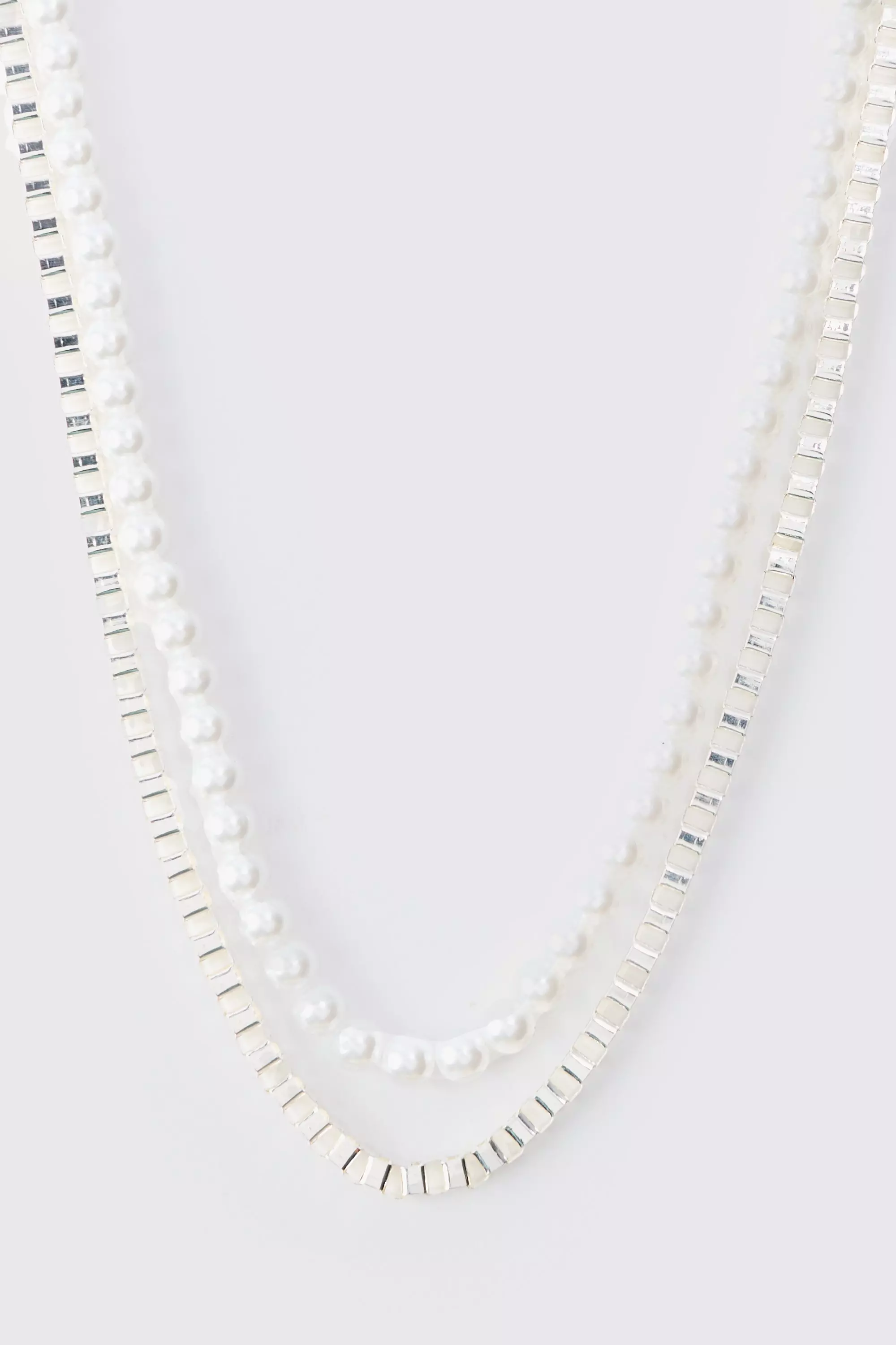 Iced Multilayer Necklace Silver