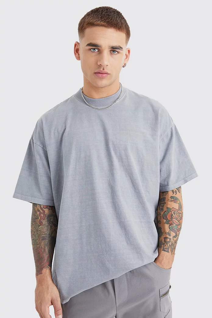 Washed Oversized Extended Neck Eagle Graphic T-shirt Washed Oversized Extended Neck Eagle Graphic T-shirt
