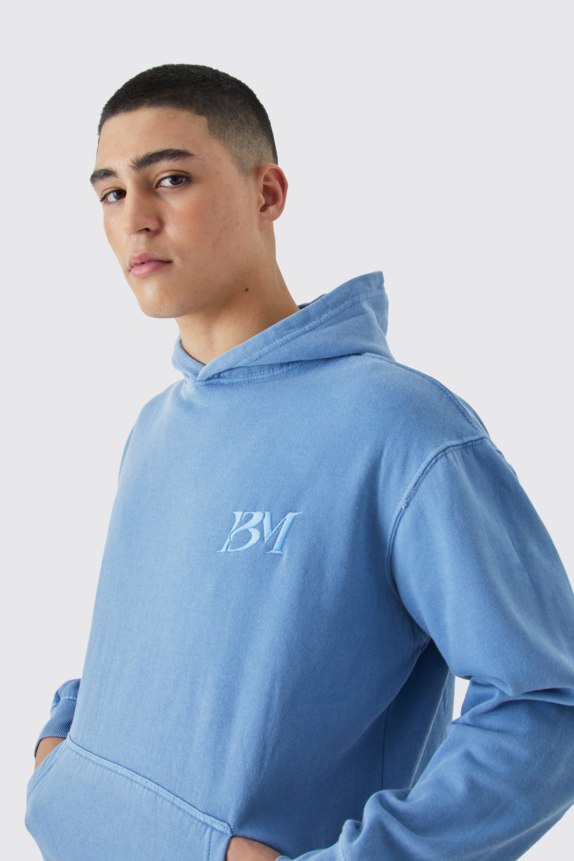 Oversized Washed Embroidered Hoodie boohooMAN USA