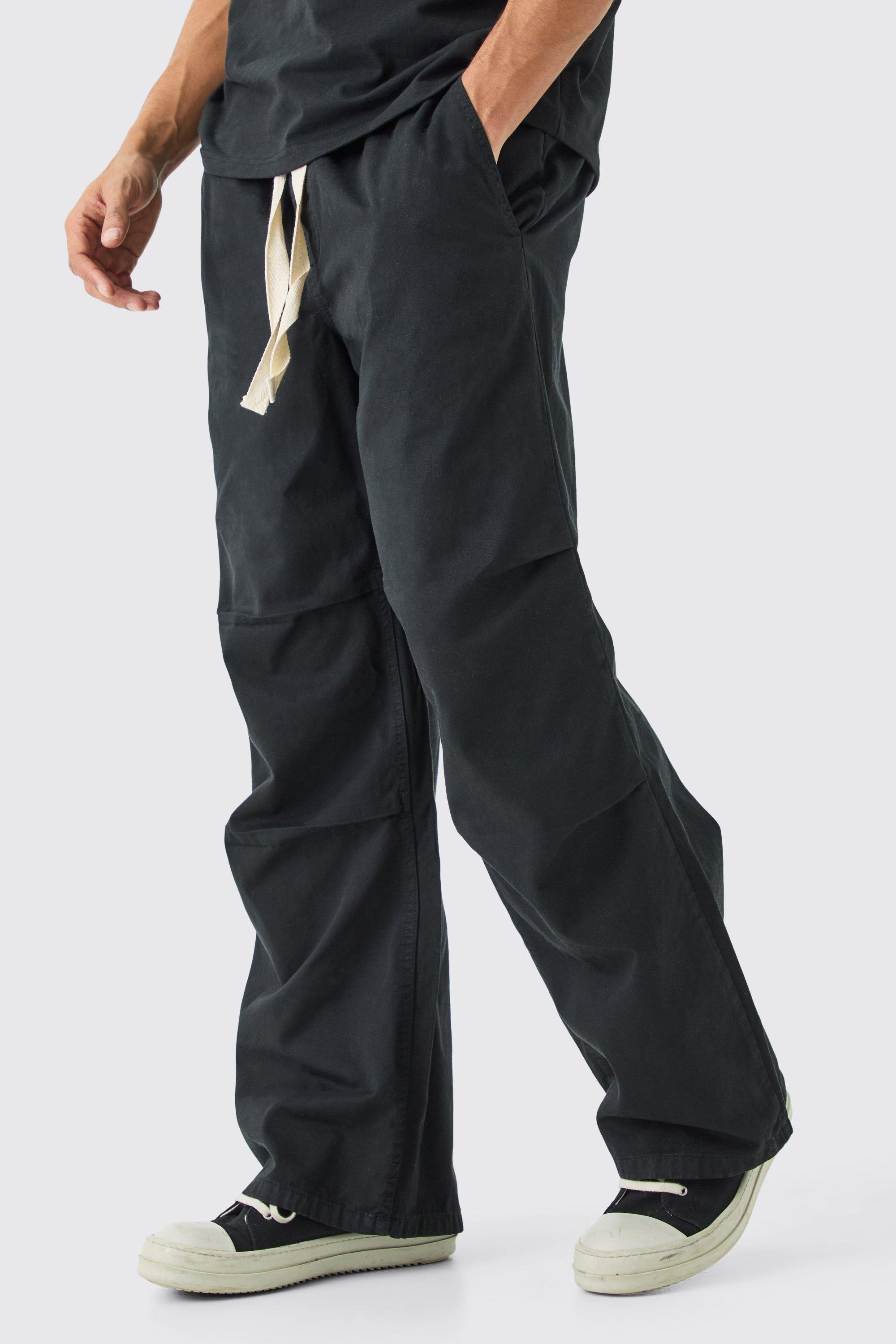 Elasticated Waist Contrast Drawcord Baggy Trouser | boohooMAN UK