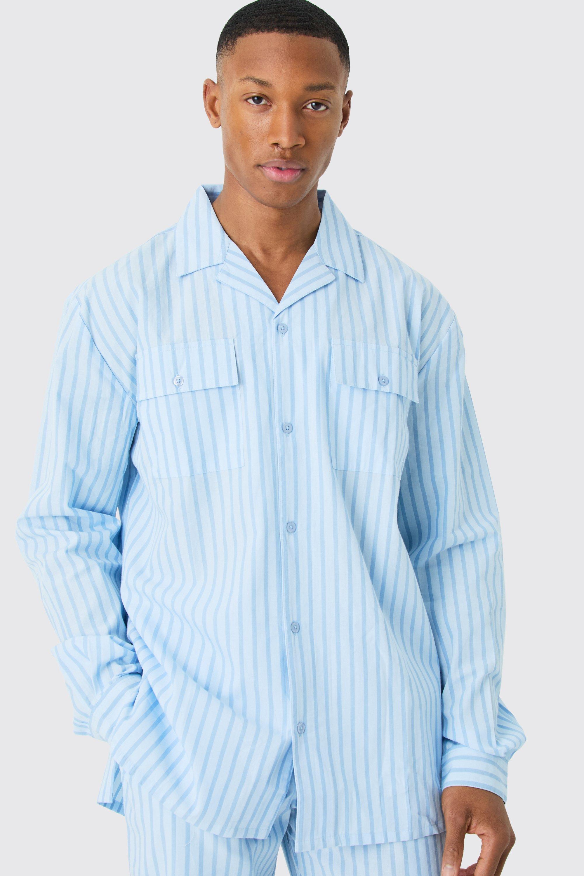 Button-down Nightshirt - Baby blue stripes