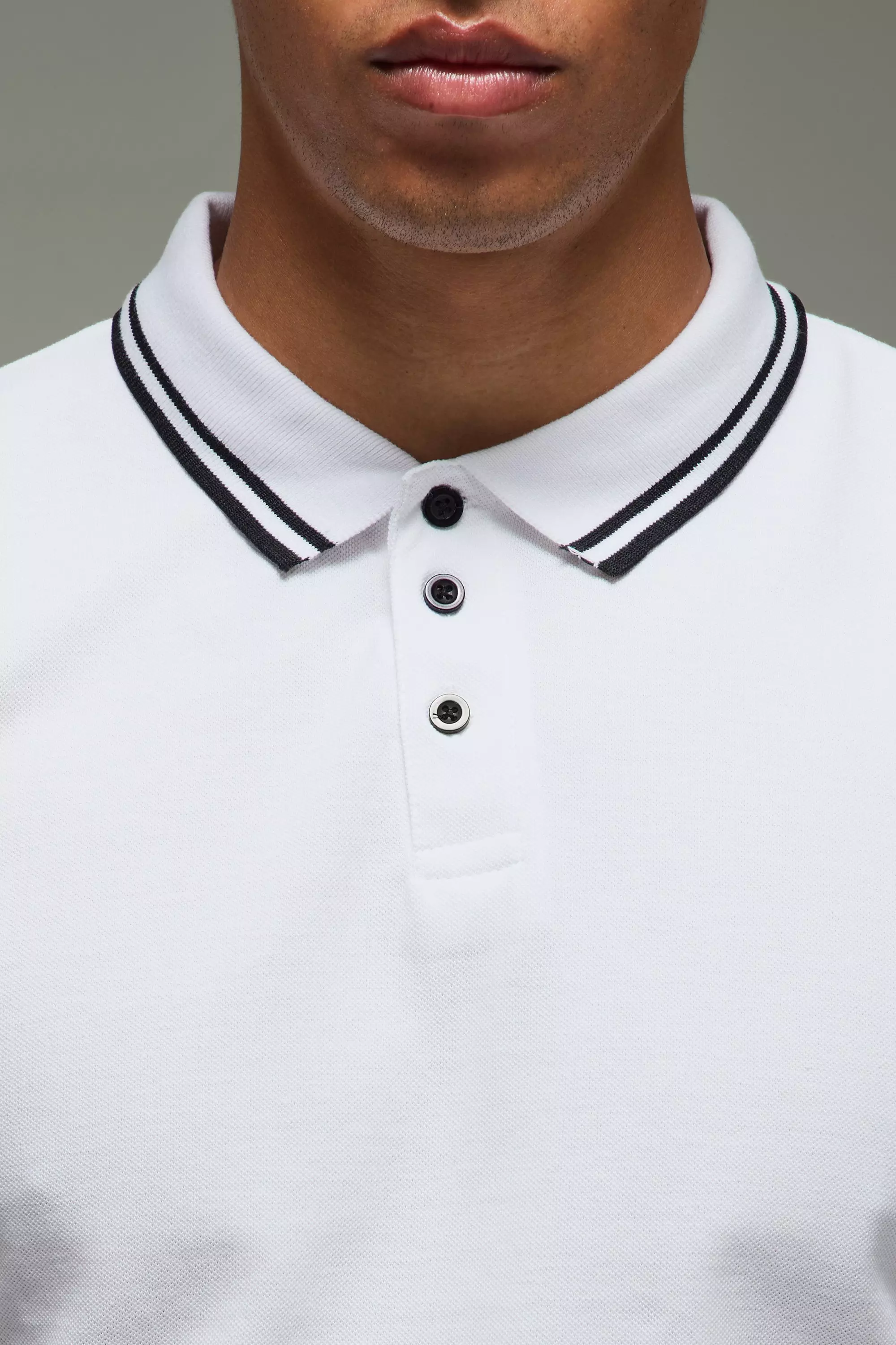 White Slim Tipped Pique Golf Polo alternative image