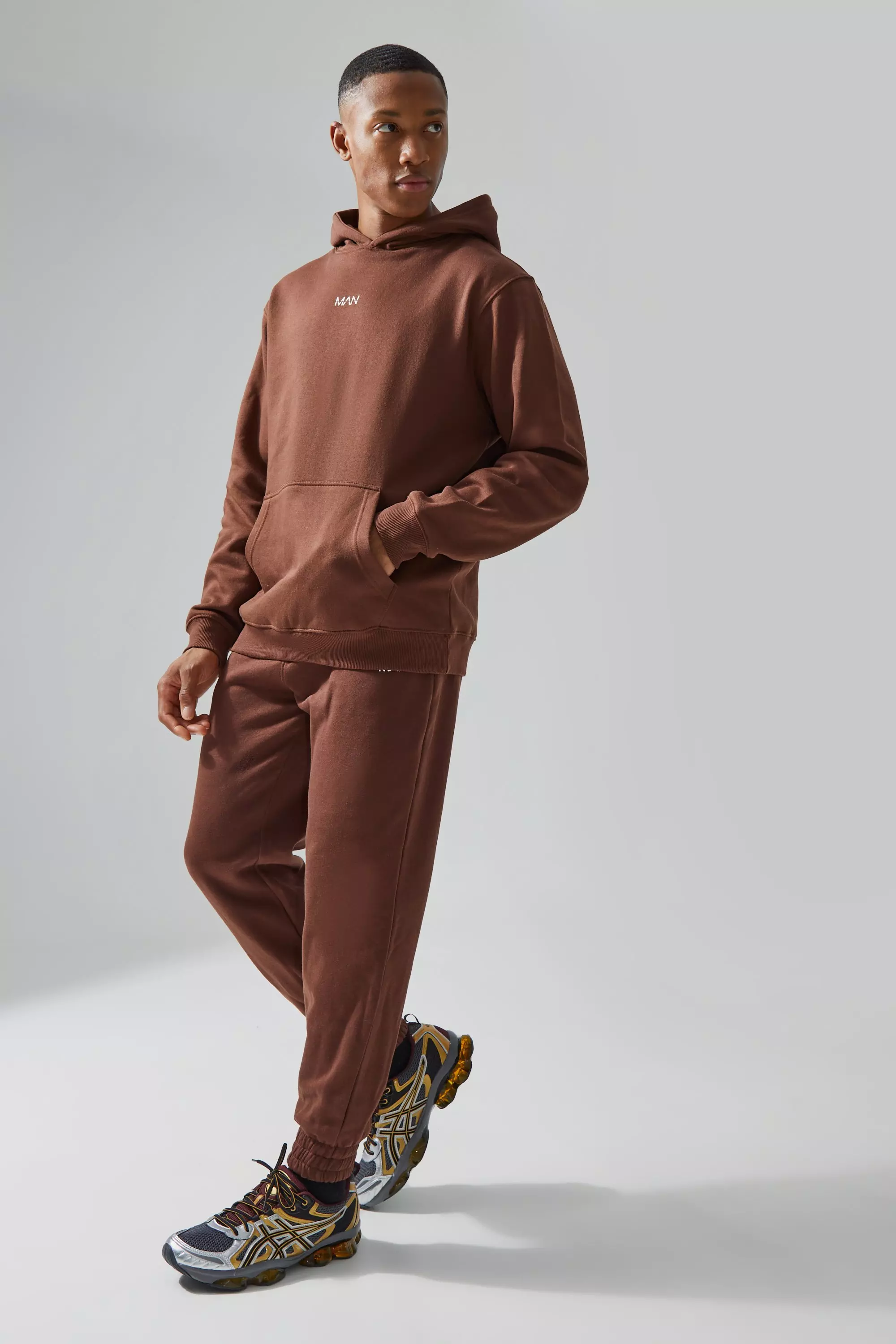 Chocolate Brown Man Active Gym Tracksuit