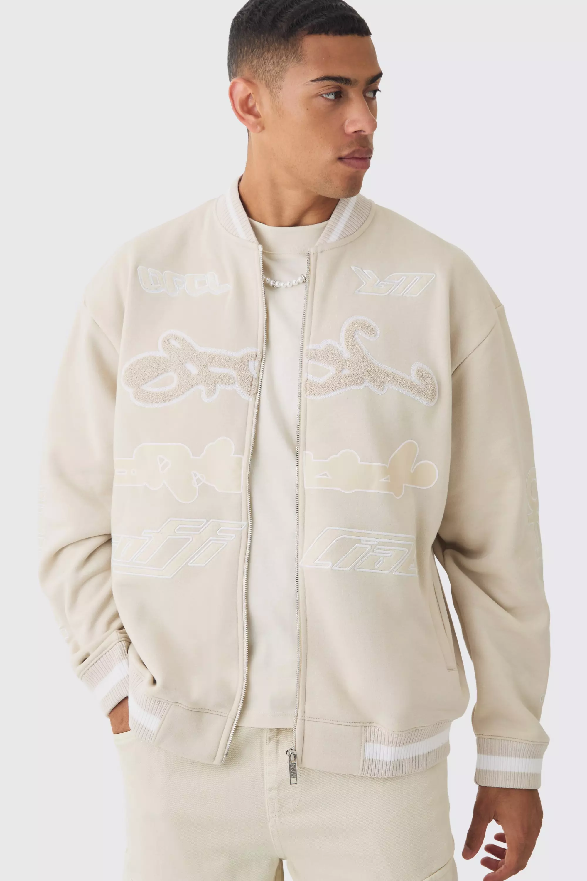 Oversized Jersey OFCL Bomber Jacket Stone