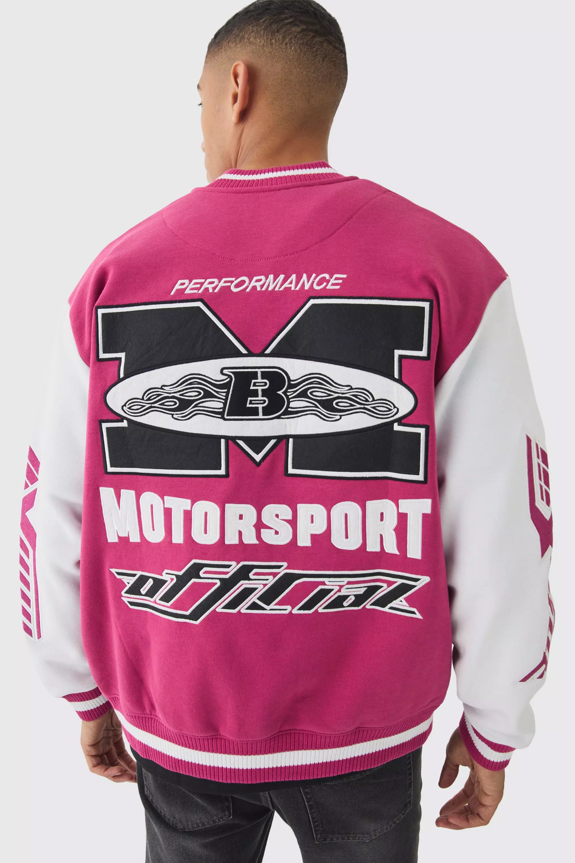 Red Oversized Jersey Moto Bomberjack alternatieve afbeelding