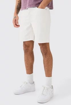 White Slim Rigid Denim Shorts In White